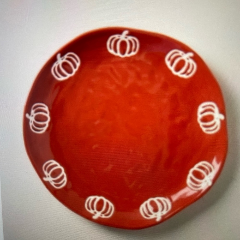 ❤️ ANTHROPOLOGIE VIDA PUMPKIN ICON HALLOWEEN DESSERT PLATE NEW